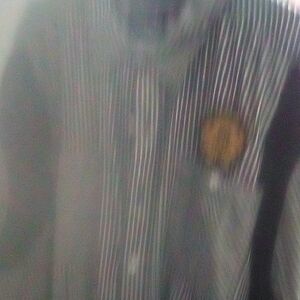 Navy Striped Shirt with Patch